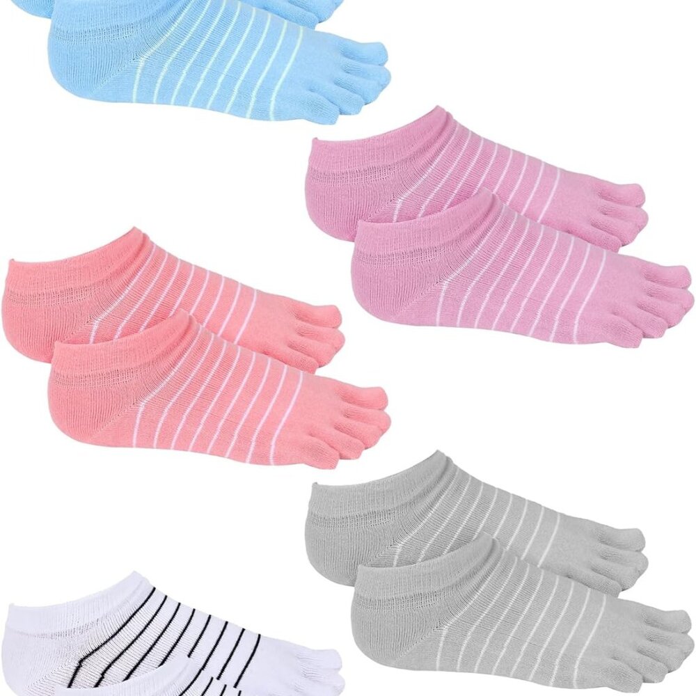 5 Pairs Stripe Toe Socks Colorful Finger Socks for Women Girl Supplies
